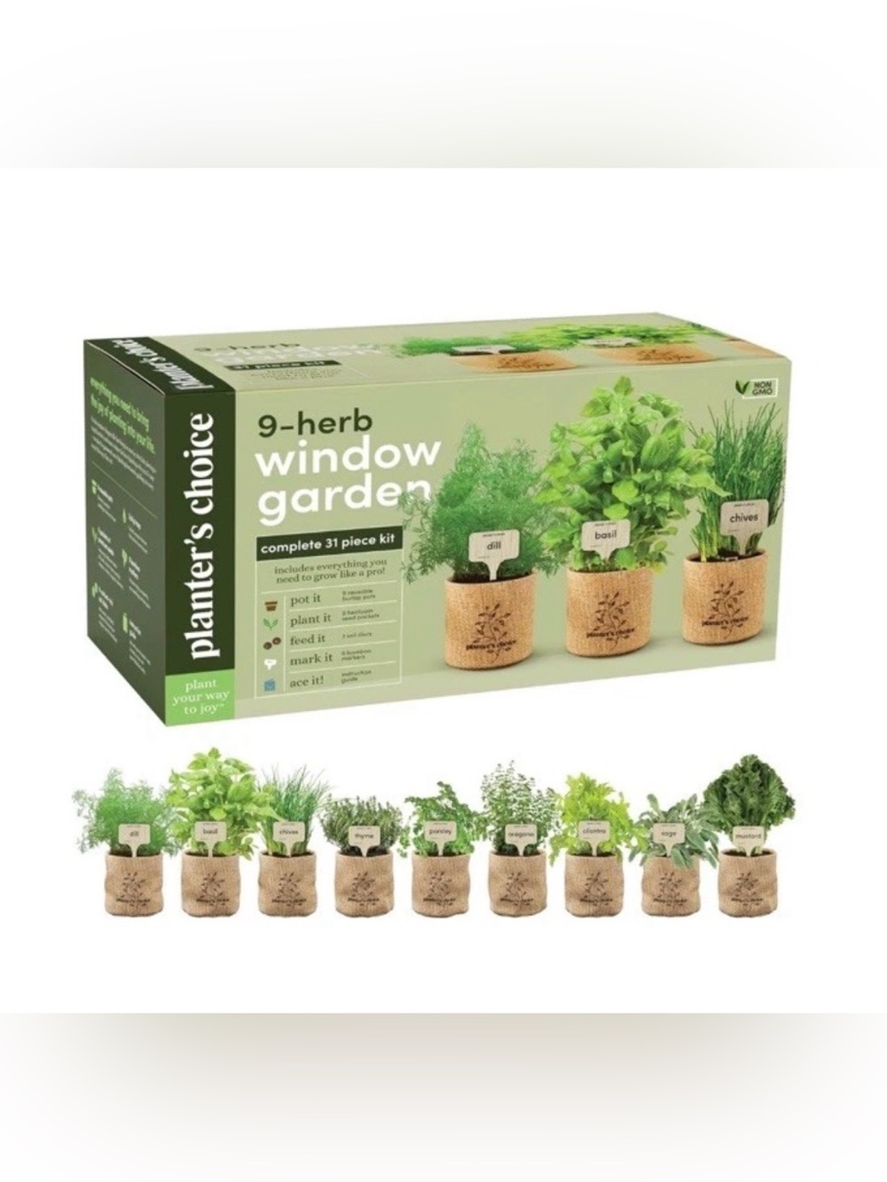 NEW Planters' Choice 9 Herb Indoor Window Garden Kit - Herb Grow Kit NIB